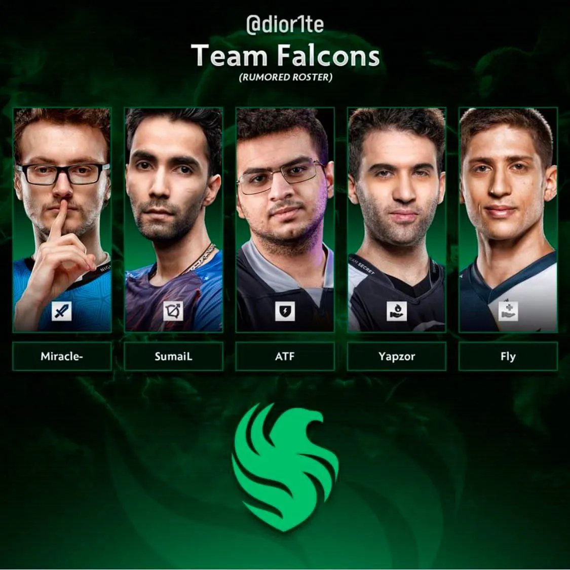 Возможный состав Falcons по Dota 2
