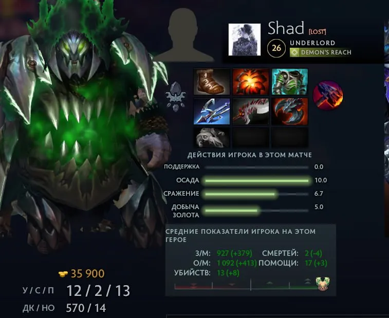 Статистика Shad в матче