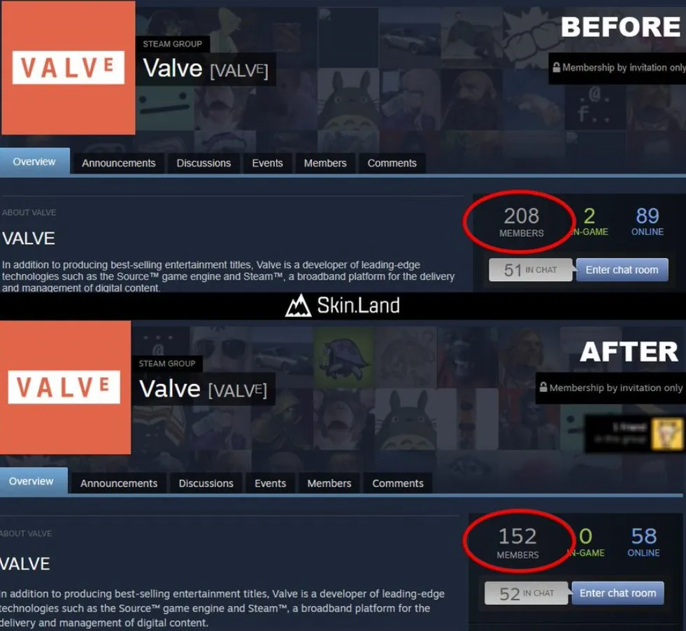 Изменение группы Valve в Steam
