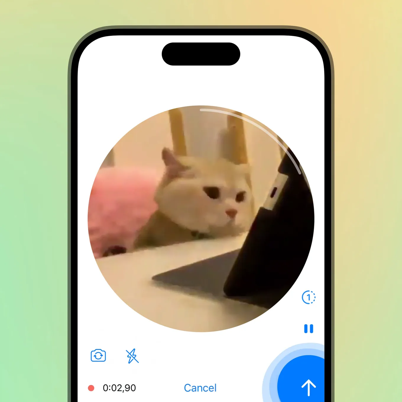 Вспышка в кружках Telegram