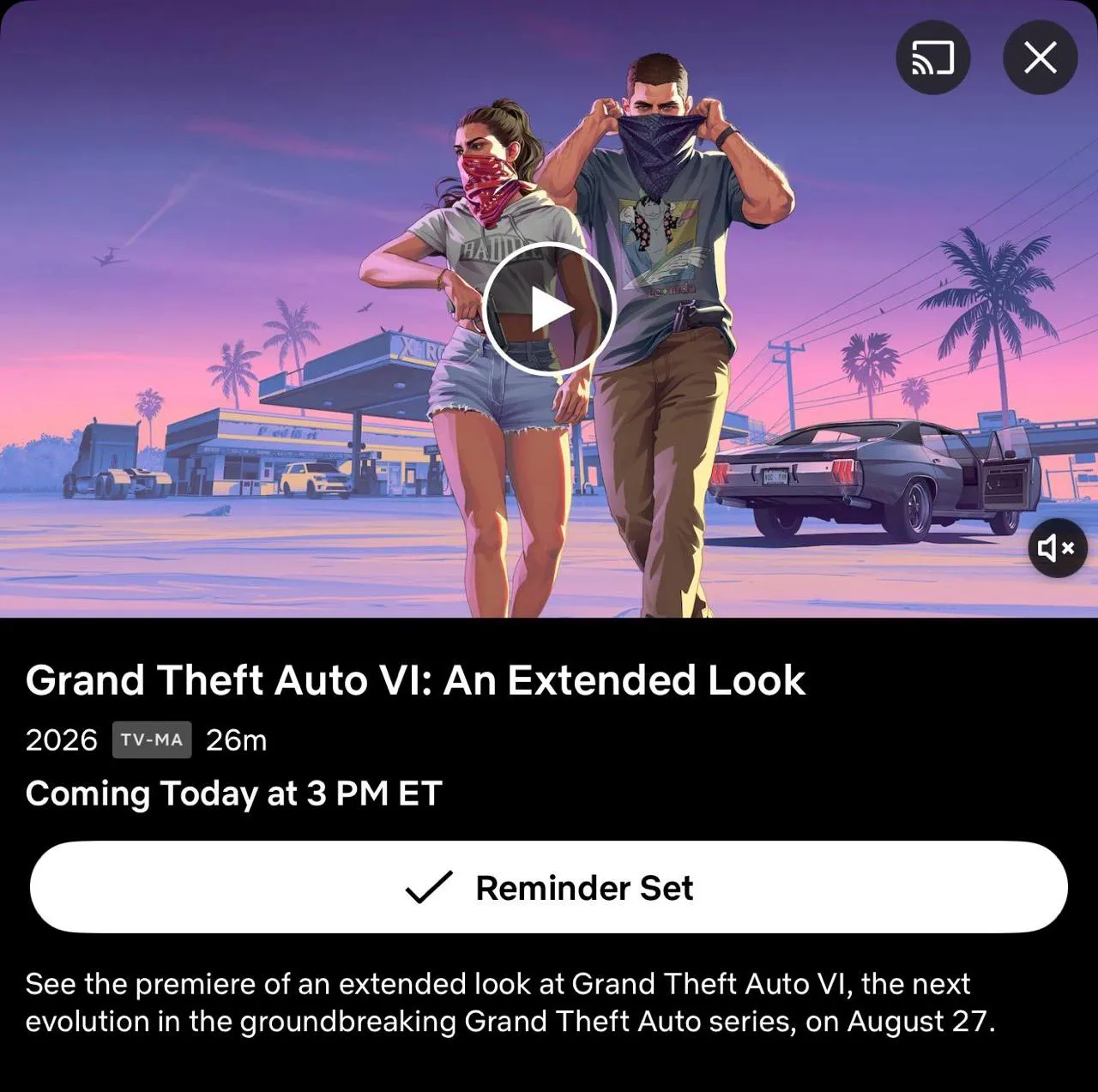 Показ GTA 6 на Netflix продлится 26 минут – будут русские субтитры