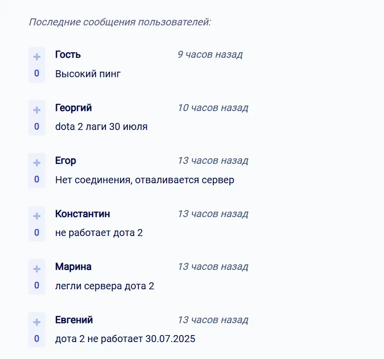 Жалобы на работу Dota 2 от российских пользователей