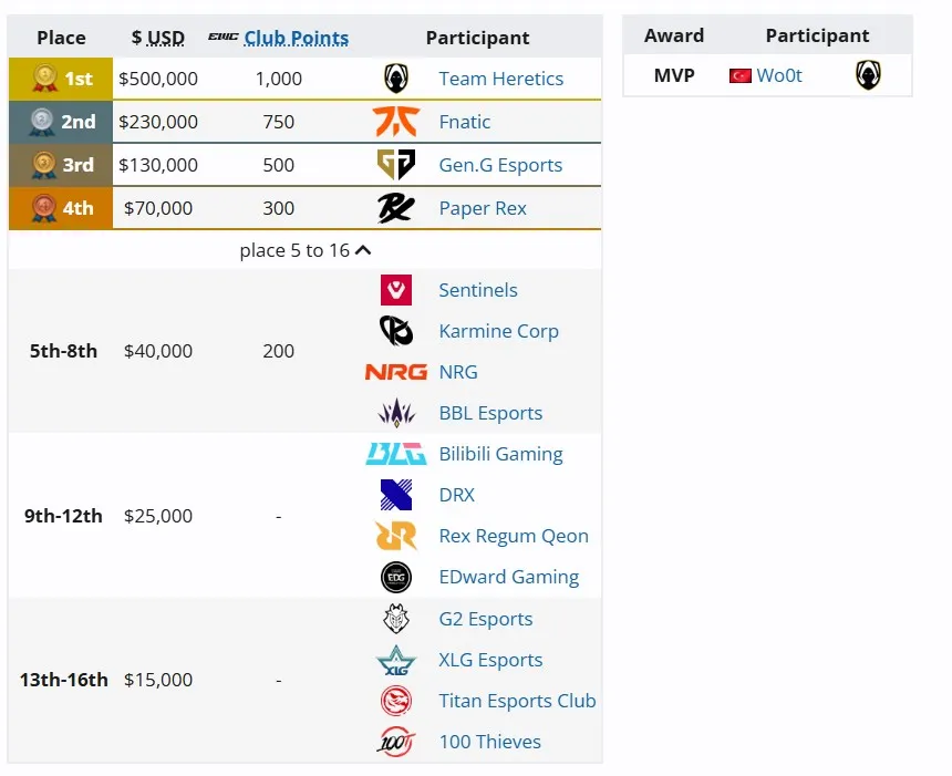 Распределение мест на Esports World Cup 2025