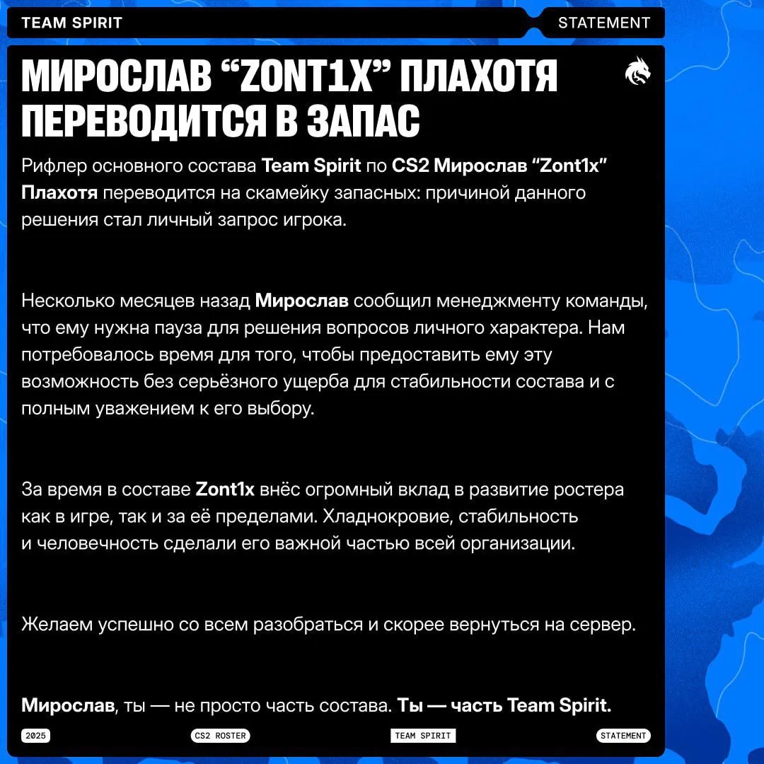 Удалённый анонс Team Spirit