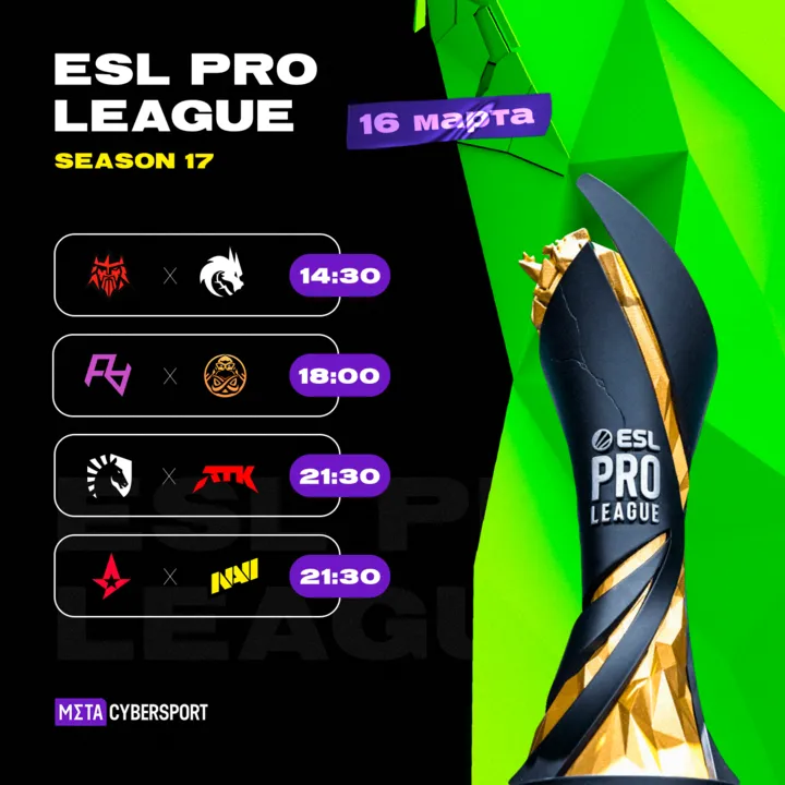 Расписание матчей группы D на ESL Pro League Season 17 от 16 марта