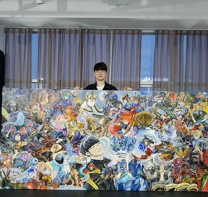 Faker с картиной aaaguszhang