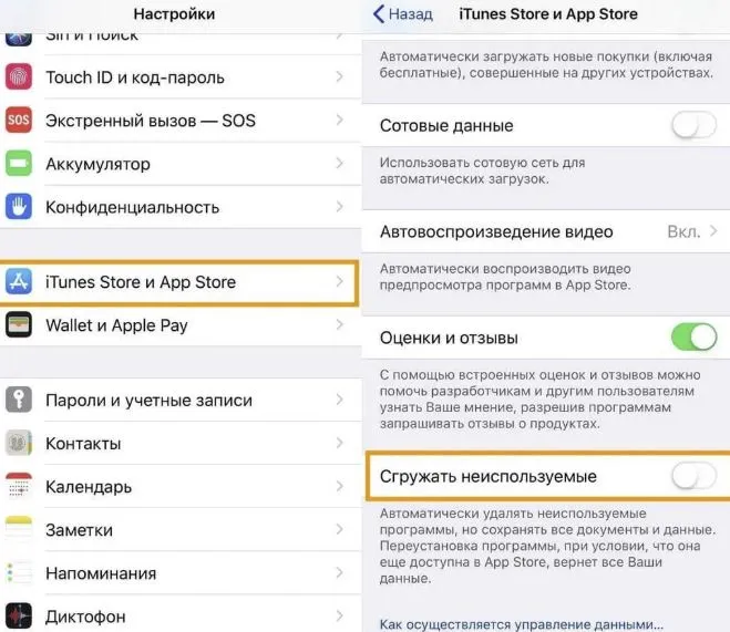 Настройки → App Store → выключите «Сгружать неиспользуемые» на iPhone
