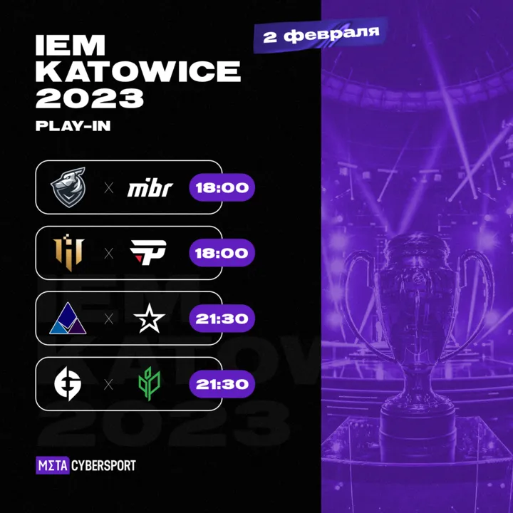 Расписание матчей IEM Katowice 2023 Play-In от 2 февраля