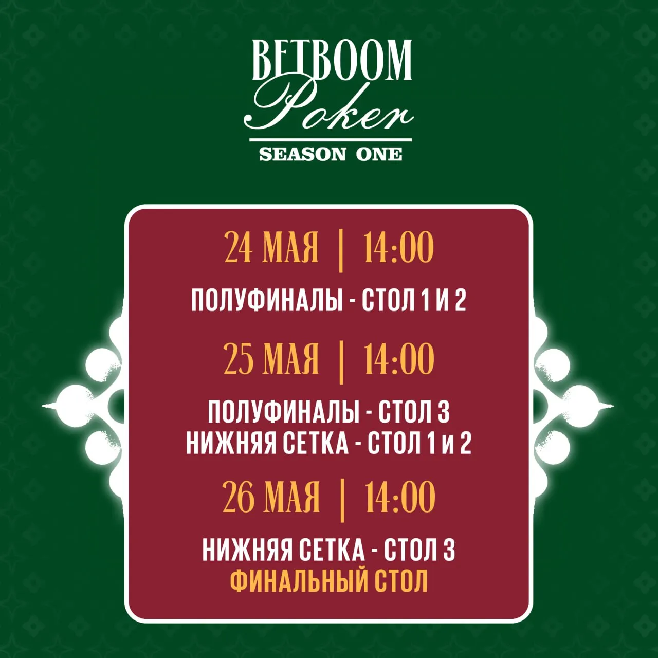 Расписание BetBoom Poker