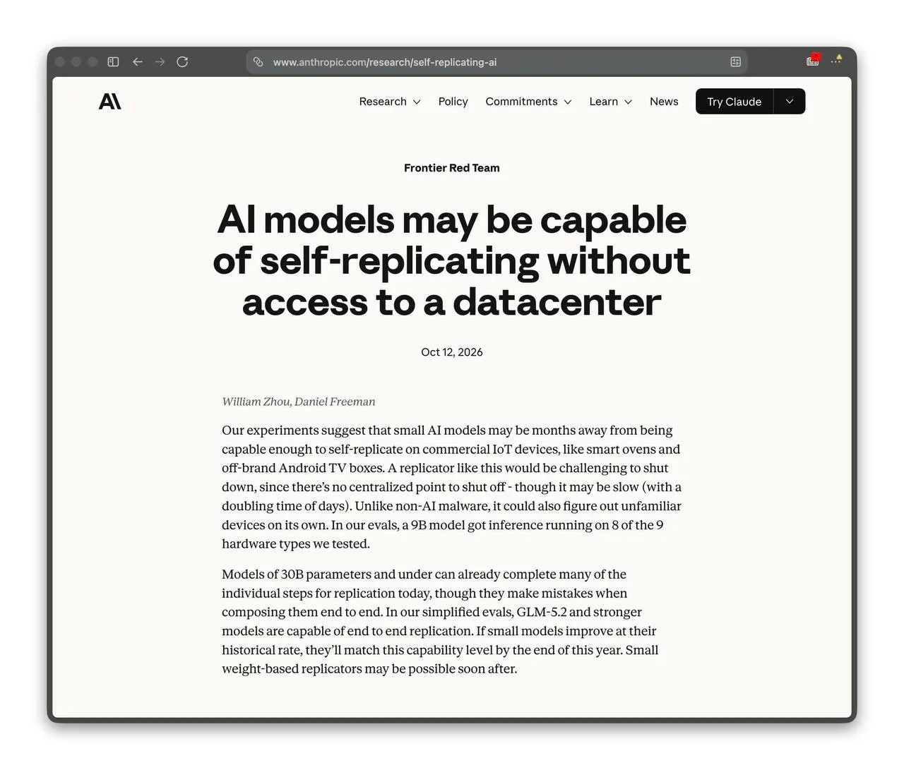 По оценкам Anthropic, первые взломы могут произойти уже через несколько месяцев