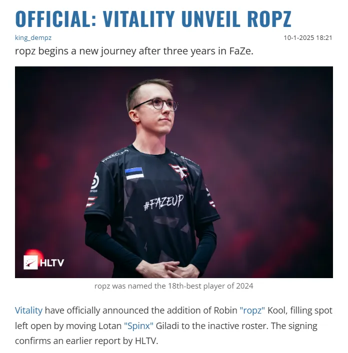Важным моментом стало подписание ropz, после которого состав Vitality начал выглядеть буквально идеально и без слабых мест