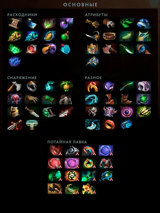 Все предметы (айтемы) в Dota 2