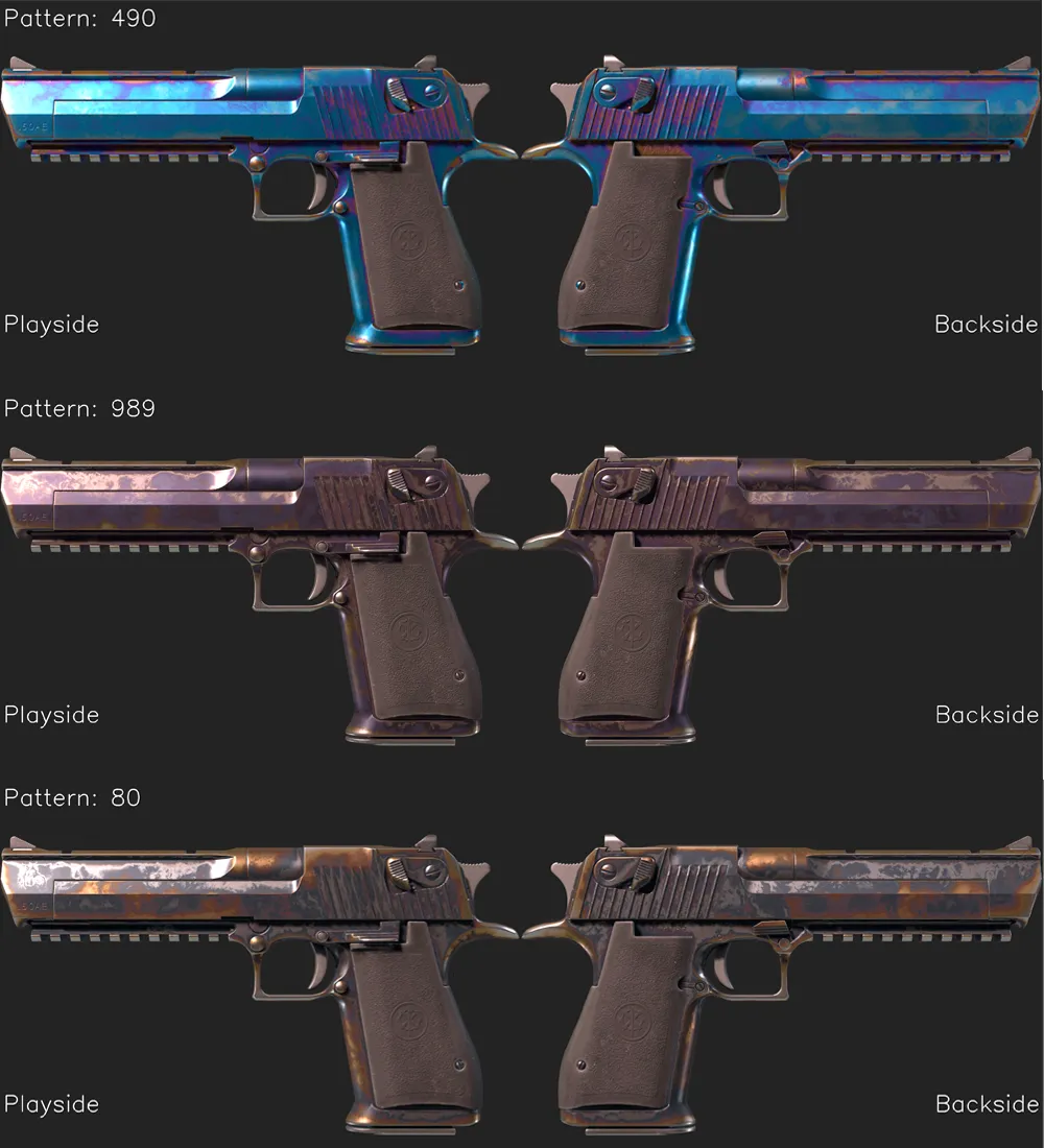 Desert Eagle Heat Treated с разными паттернами
