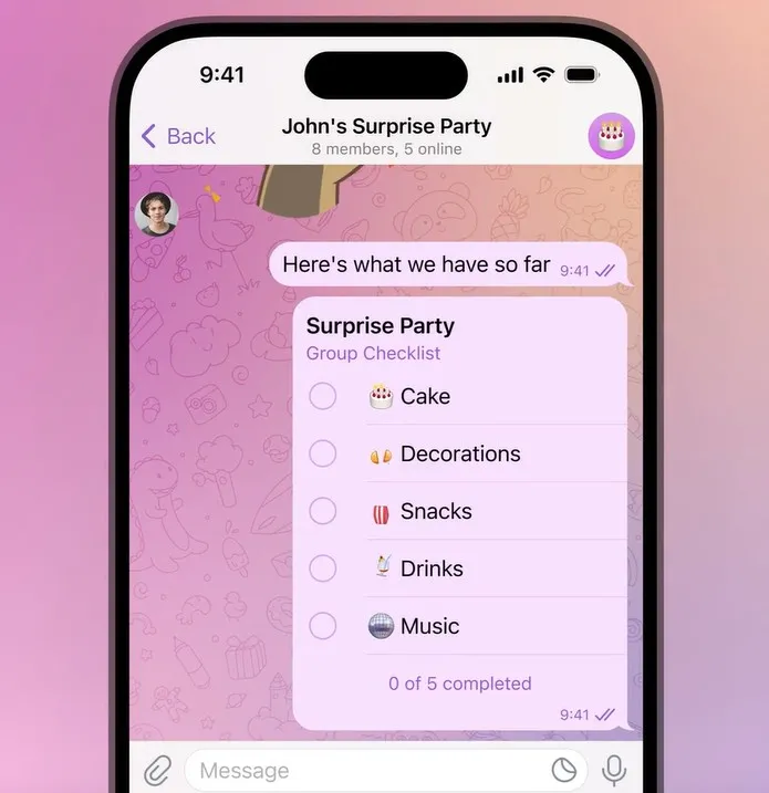 Список задач в Telegram 