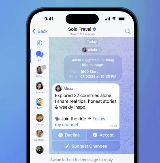 Предложенная новость в Telegram