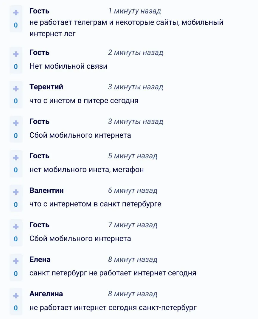 Жалобы жителей Санкт-Петербурга