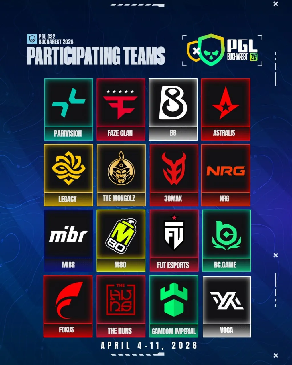 Участники PGL Bucharest 2026
