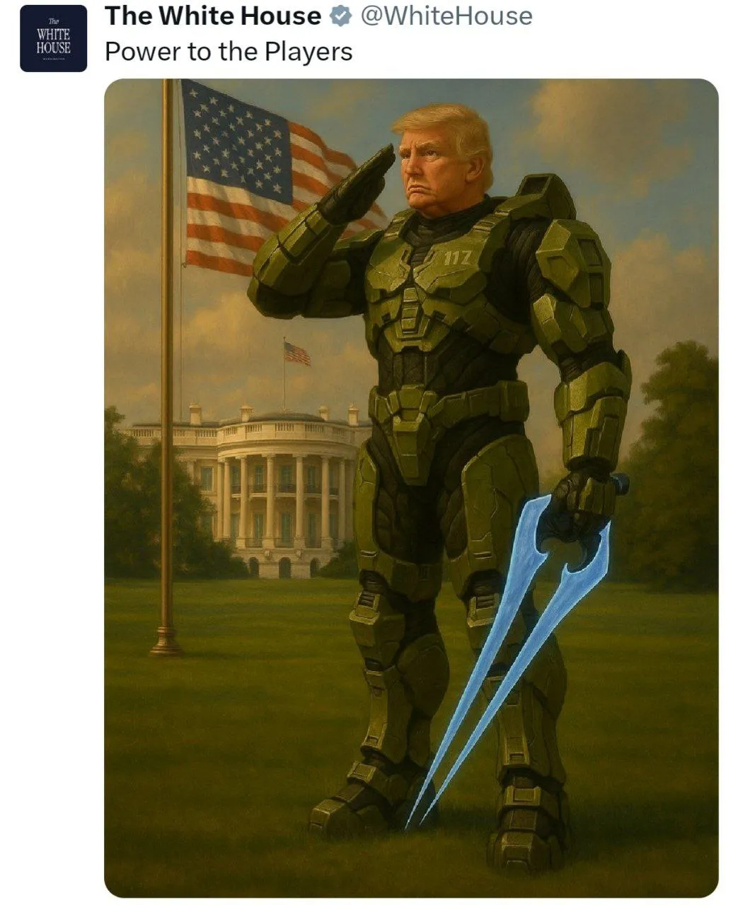 Президент США в космической броне из Halo