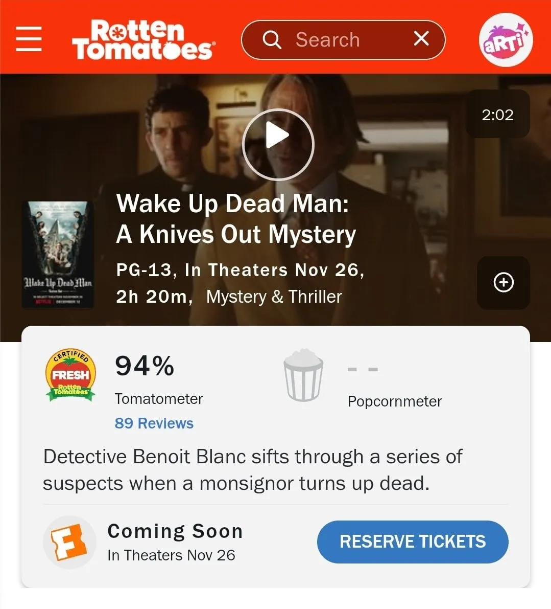«Достать ножи: Проснись, мертвец» на Rotten Tomatoes
