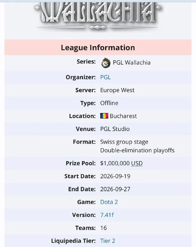 PGL Wallachia Season 9 на Liquipedia