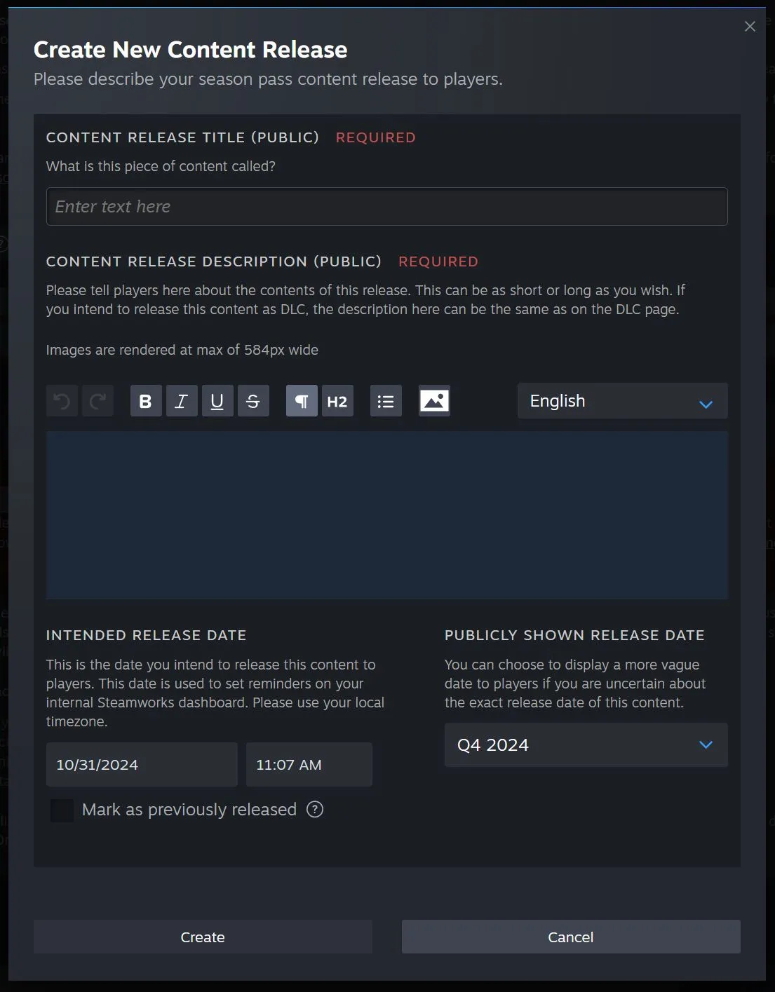 Создание нового сезонного пропуска в Steam