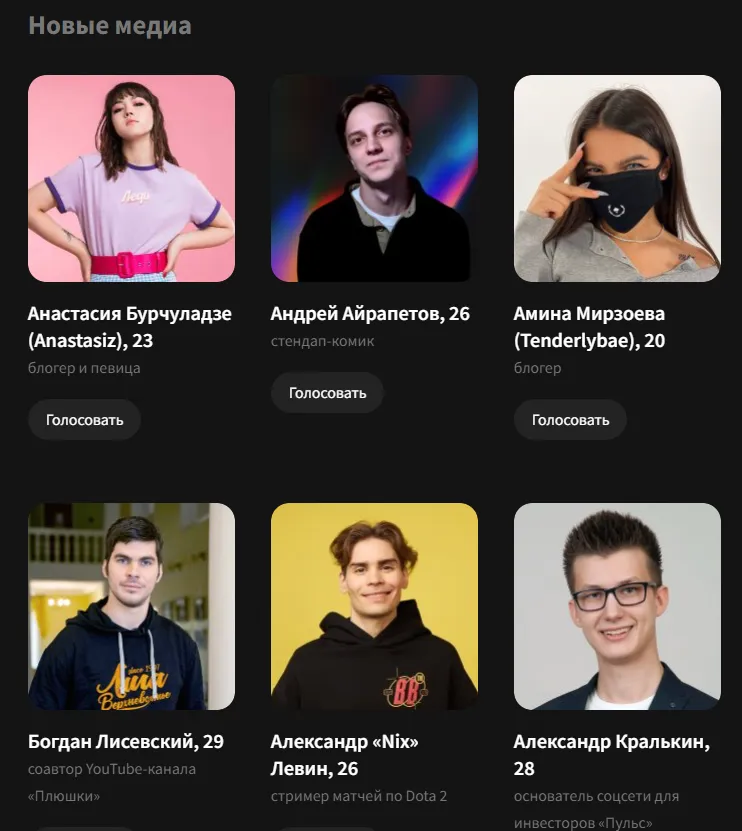 Рейтинг «30 до 30» от Forbes в категории «Новые медиа»