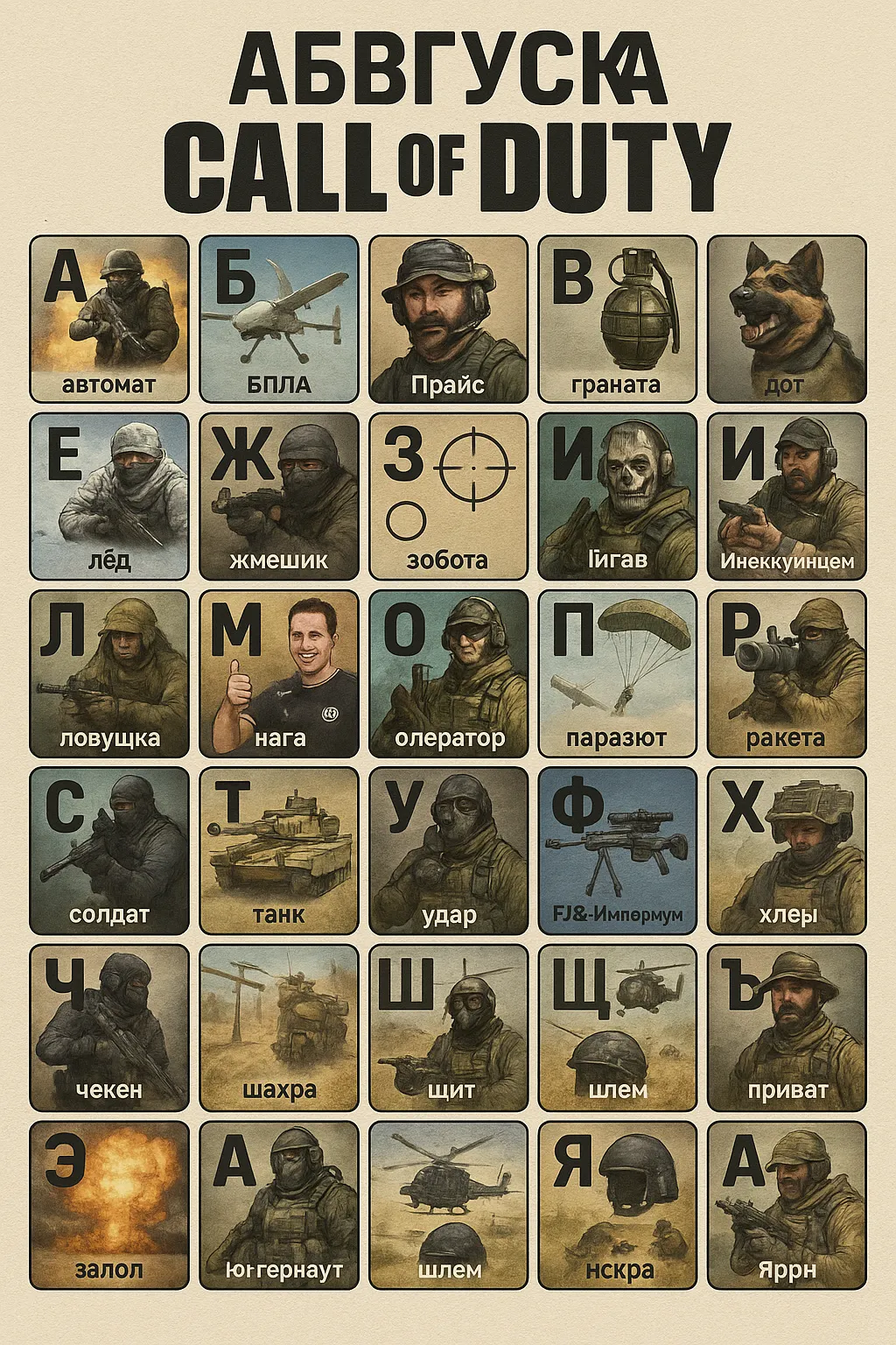 ИИ-алфавит по мотивам Call of Duty