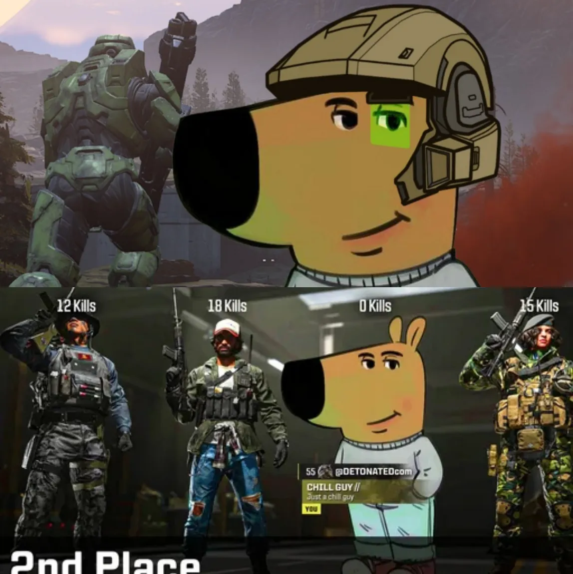 Игровая адаптация Chill Guy с Halo и Warzone