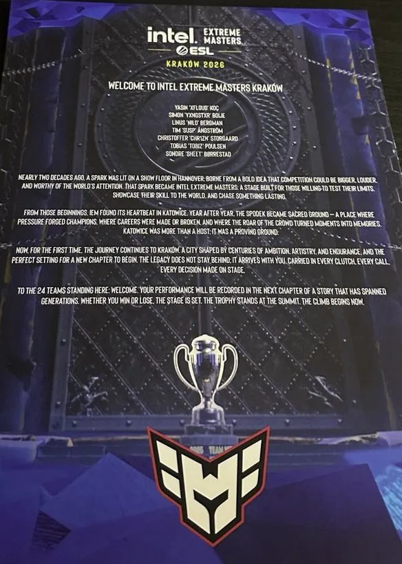 Приветственное письмо HEROIC на IEM Krakow 2026