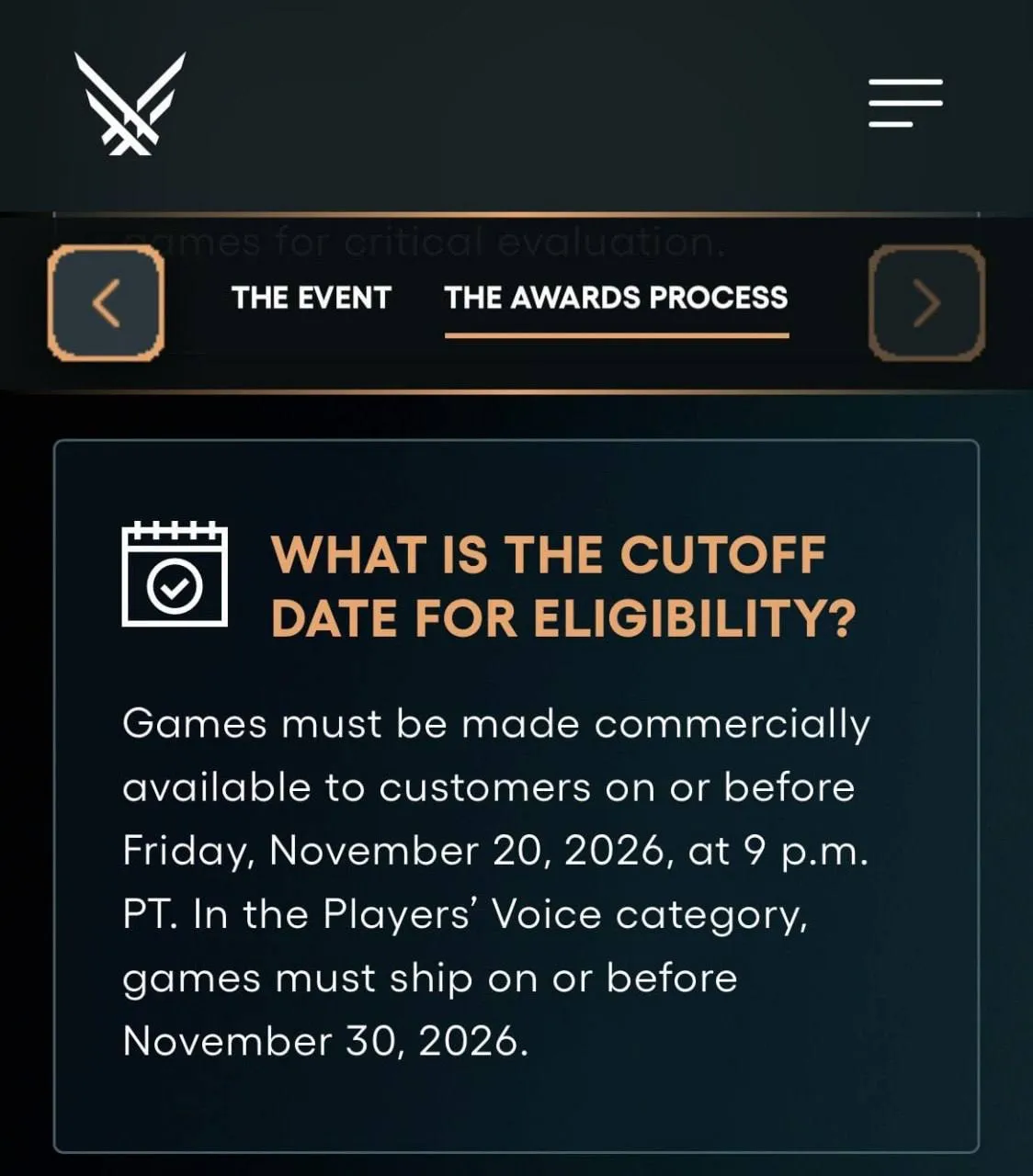 Организаторы премии The Game Awards 2026 опубликовали правила отбора