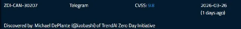 Критическая уязвимость в Telegram (Zero Day Initiative)