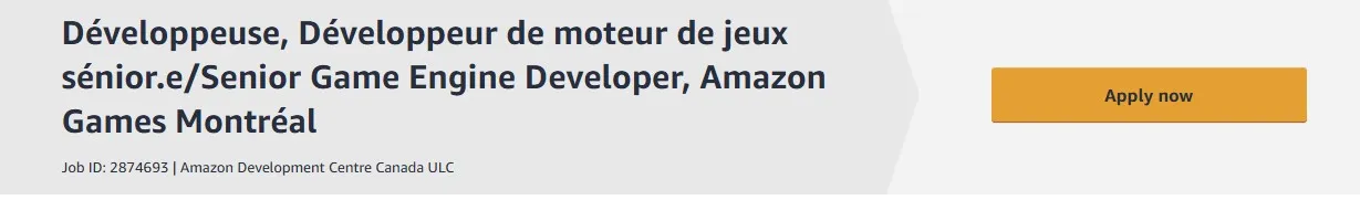 Вакансия Amazon Games Montreal