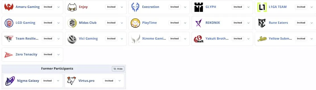 Участники «Игр Будущего 2026» (liquipedia)