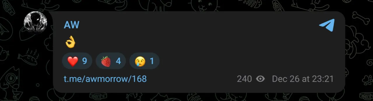 AW в своём Telegram-канале