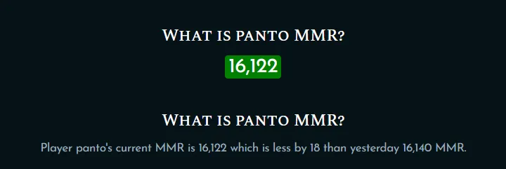 На момент публикации статьи panto имеет более 16,1 тысячи MMR в Dota 2