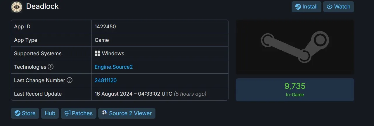 Deadlock в Steamdb