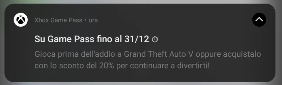 Уведомление о GTA V