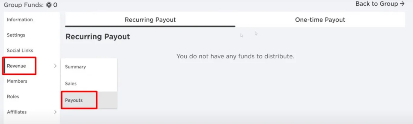 В разделе Revenue выберите Payouts