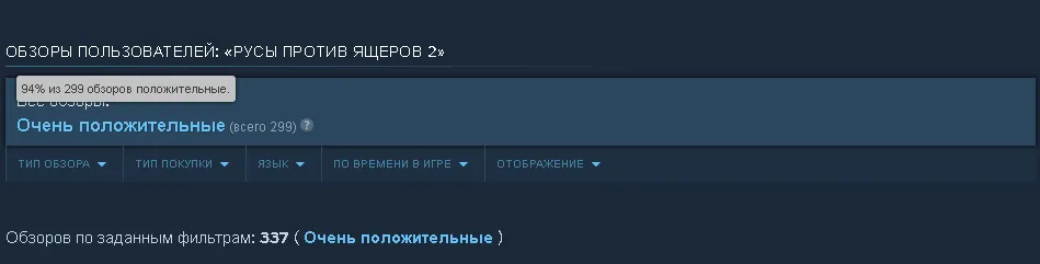 Отзывы и оценки «Русов против Ящеров 2» в Steam