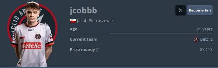 Профиль игрока на портале HLTV