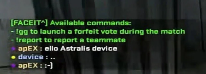 Переписка device и apEX на FACEIT
