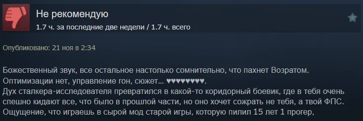 Отзыв к S.T.A.L.K.E.R. 2: Heart of Chornobyl