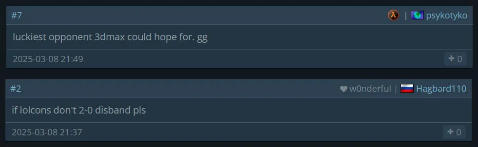 Негативные комментарии на HLTV про Team Falcons