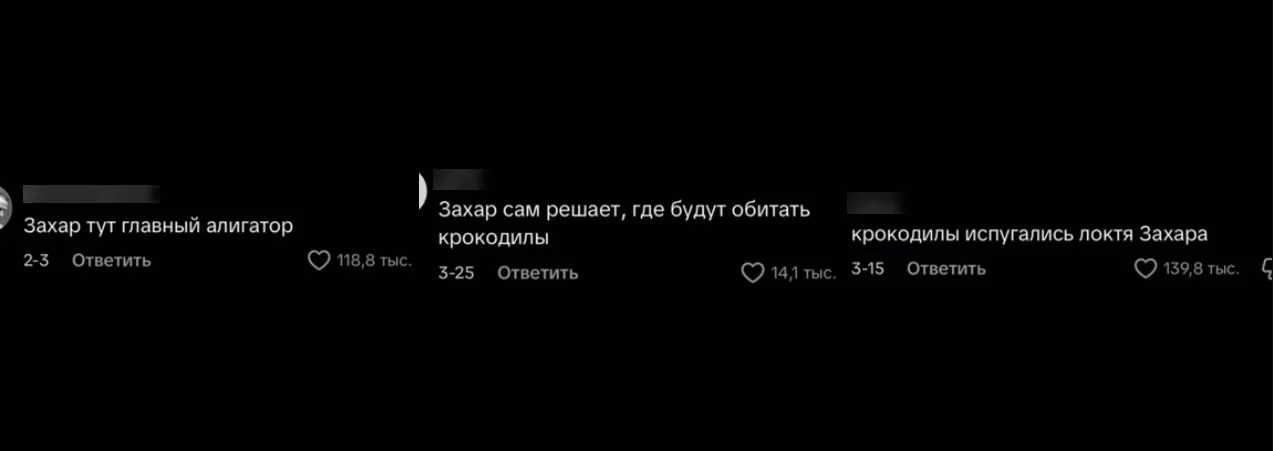 Подборка комментариев к ролику про Захара и крокодилов