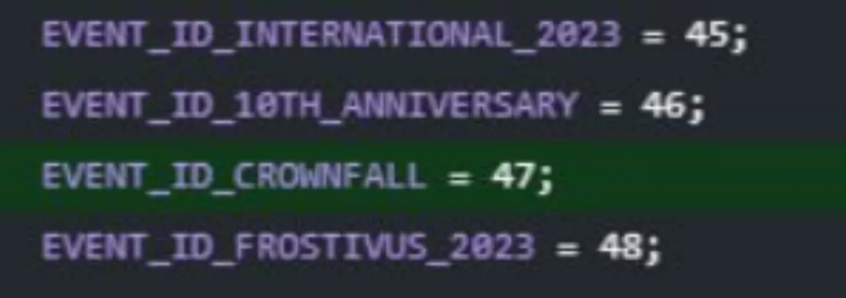 Упоминания Crownfall в файлах Dota 2