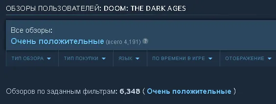 Оценки и отзывы DOOM: The Dark Ages в Steam в день релиза игры