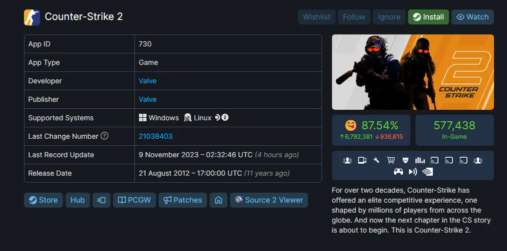 Обновление CS2 в Steam