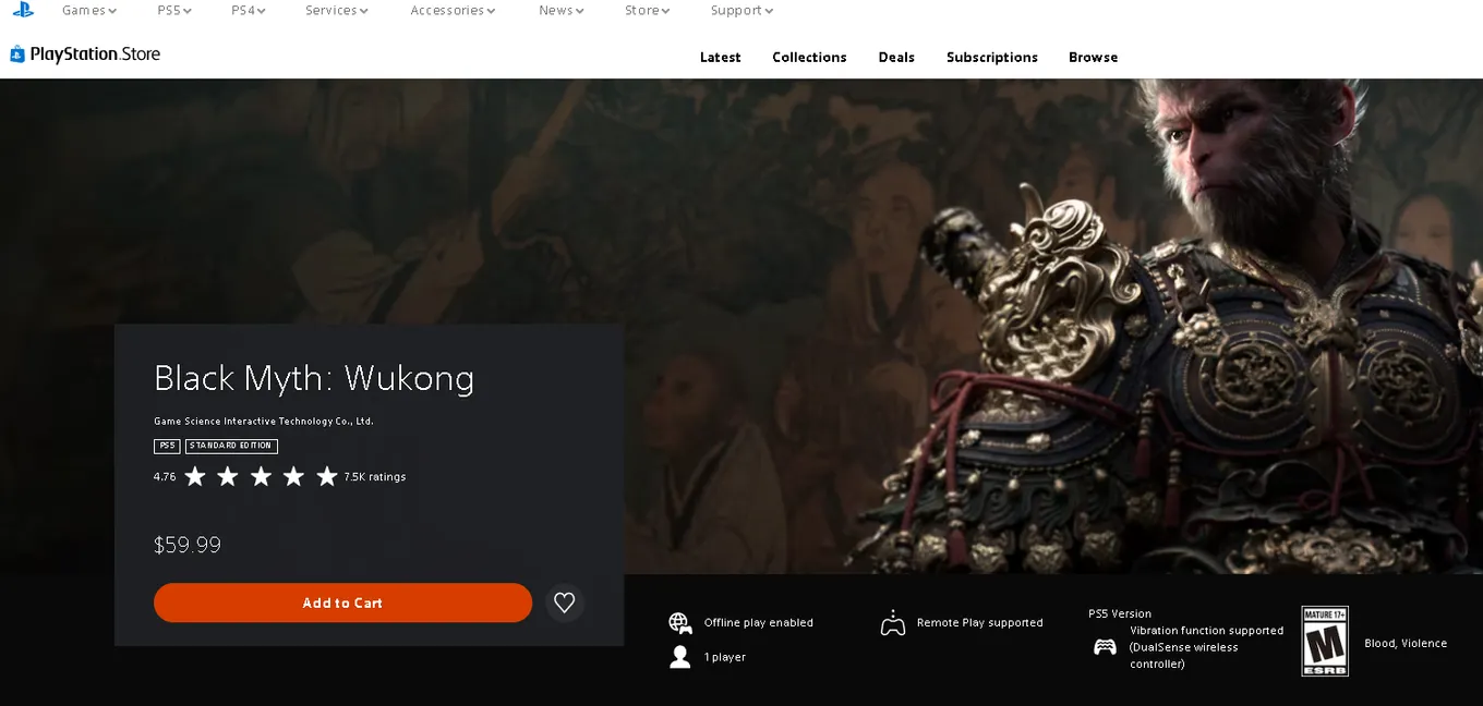 Black Myth: Wukong для PlayStation обойдётся вам примерно в 5200 рублей