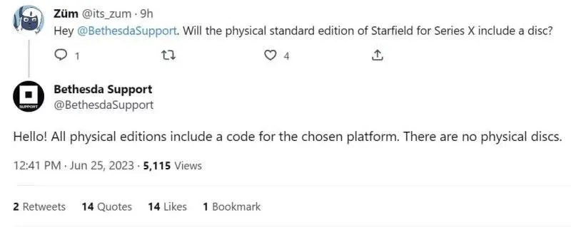 Переписка с представителем Bethesda