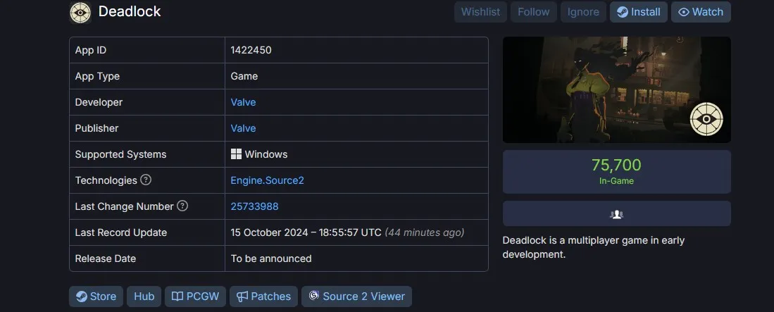 Deadlock в Steamdb